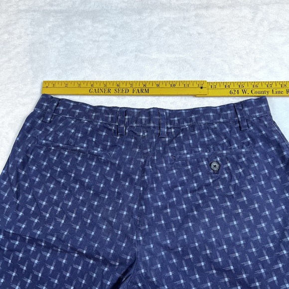 Banana Republic Shorts Mens 34 Blue Plaid Cross Pattern Chino Preppy‎ - Picture 5 of 6